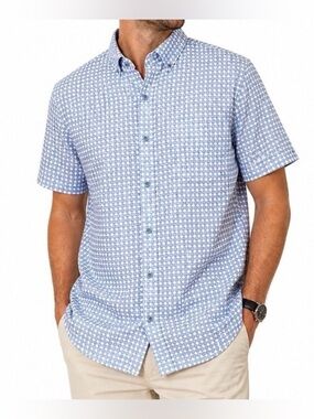 Marti Kat Shirt Mens XL Blue White Geometric‎ Golfcore Retro Preppy Button Down